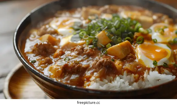 Bowl of Mapo Tofu Donburi Rice