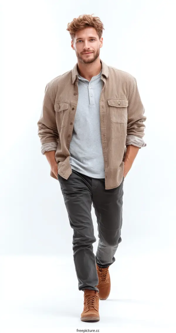 Man in Casual Outfit Walking