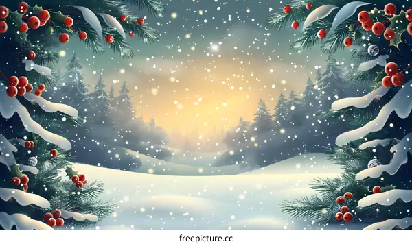 Christmas Snow Scene Illustration