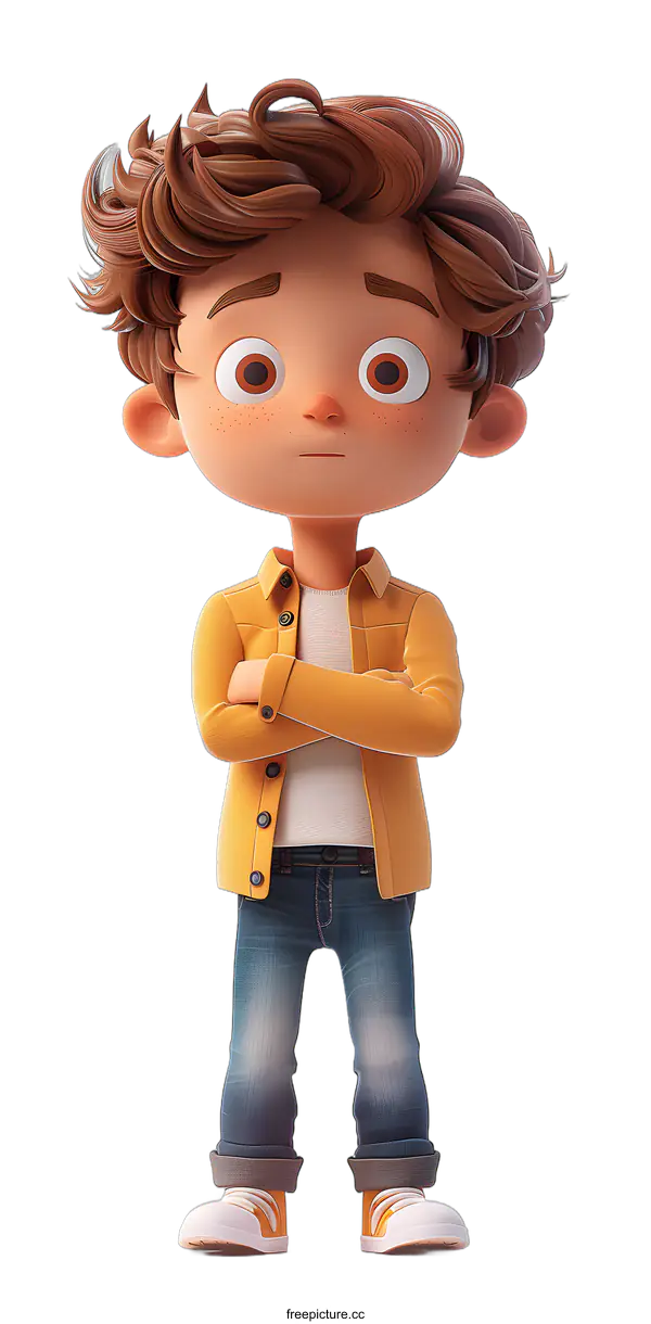 [Transparent Background PNG]3D rendering of a cute cartoon boy