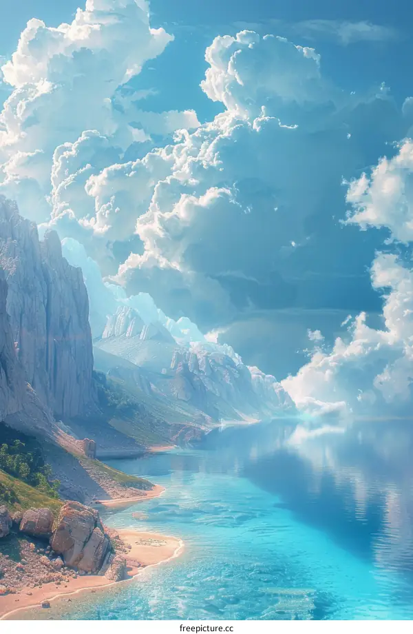 Stunning Seascape with Towering Mountains