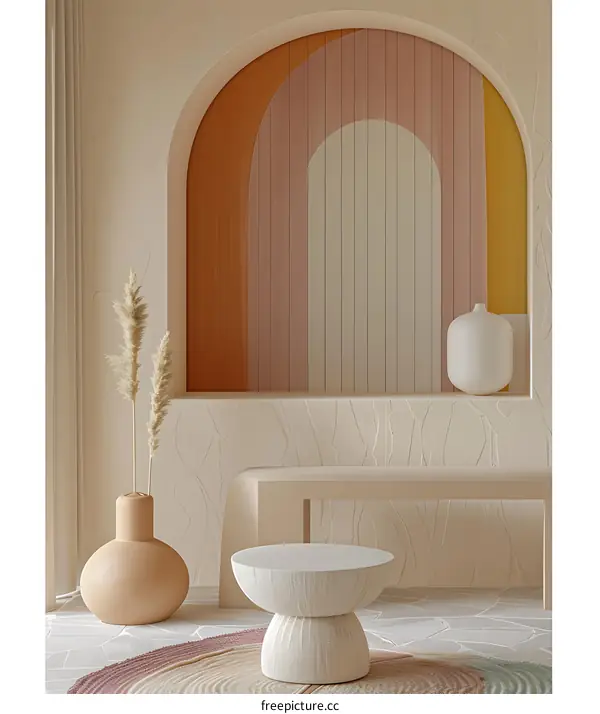 Minimalist Interior Design with Arch Wall