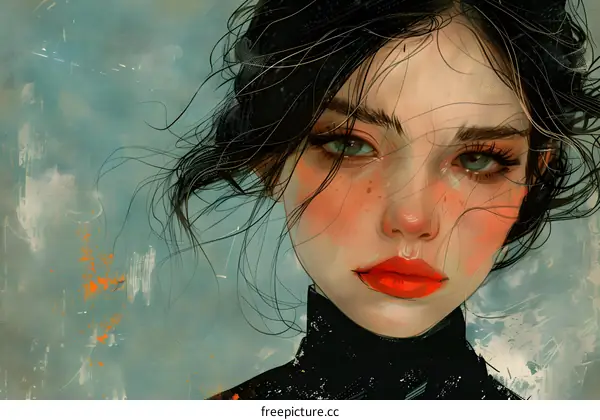 portrait of a young woman with freckles and green eyes