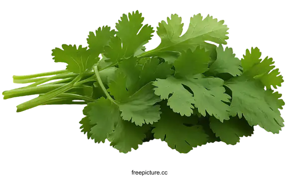 [Transparent Background PNG]Fresh Coriander Bunch Close-up