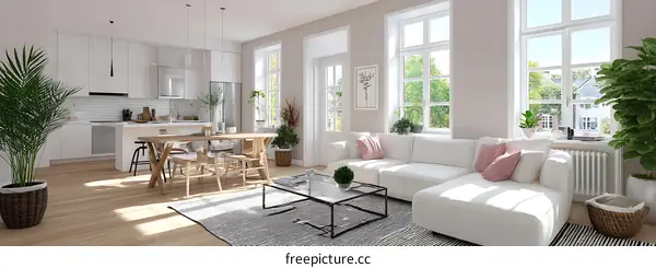 Modern Spacious and Bright Living Room Design