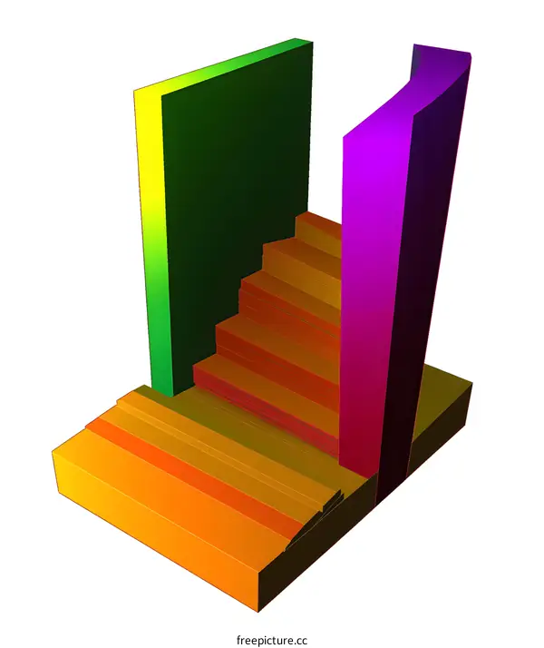 Abstract 3D Staircase with Gradient Colors
