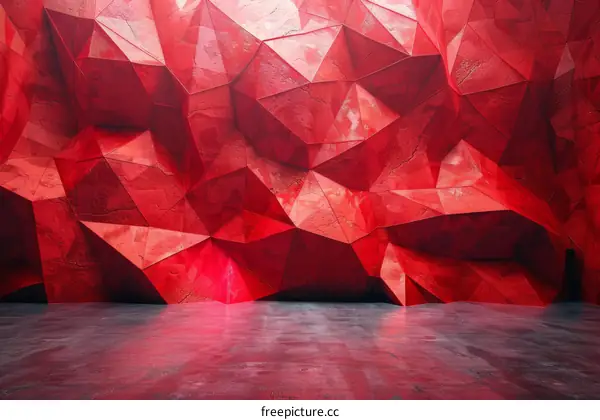 Abstract Red Geometric Wall Interior Design