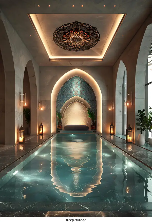 Indoor swimming pool of a luxury hotel