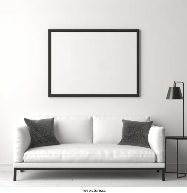 Black & White Minimalist Living Room with Sofa