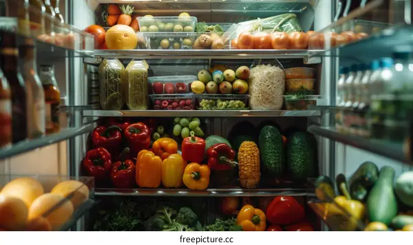 A well-stocked refrigerator full of healthy food