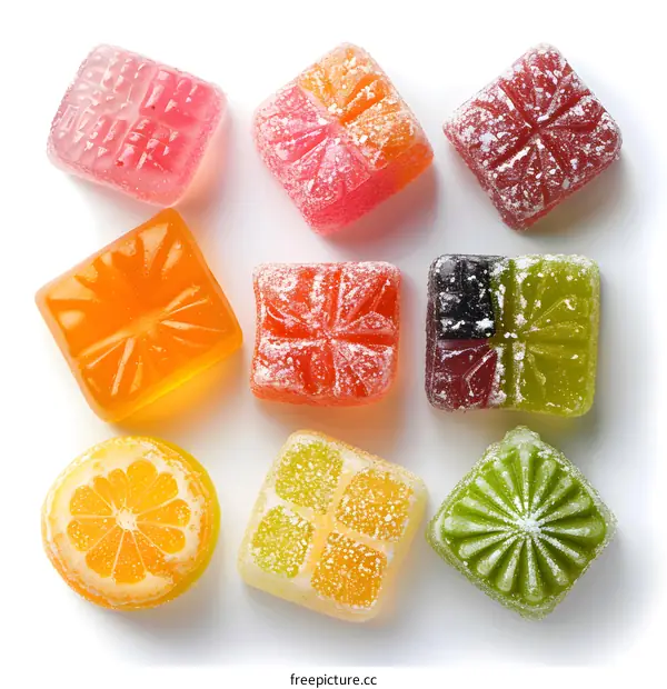 Assortment of colorful fruit jellies