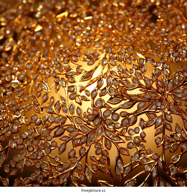 Intricate Golden Leaves and Flowers