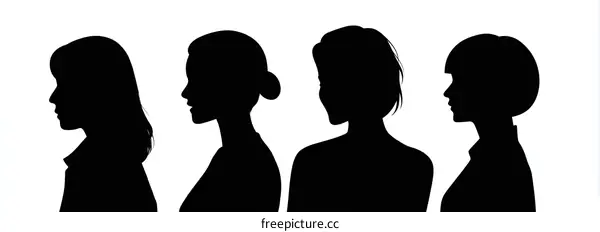Silhouette Profile Portrait of Women