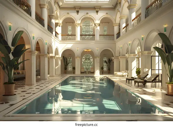 Indoor swimming pool of a luxury villa
