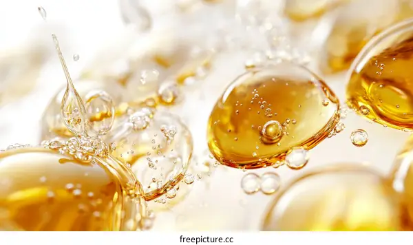 Golden Liquid Drops and Bubbles Macro