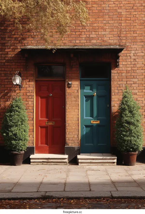 Two Doors of a Historic Brick Building