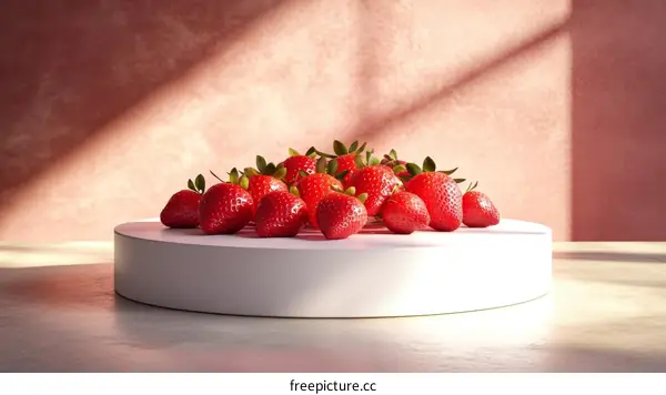 Fresh Strawberries on a White Pedestal