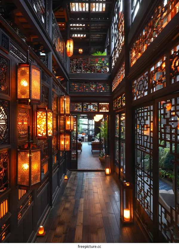 Chinese style architecture interior