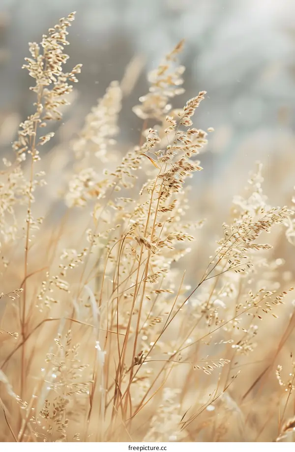 Golden Grass Blades in Soft Light