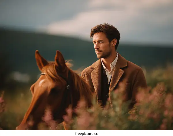 Man Riding Horse in a Beautiful Landscape