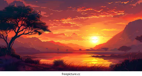 African savannah at sunset