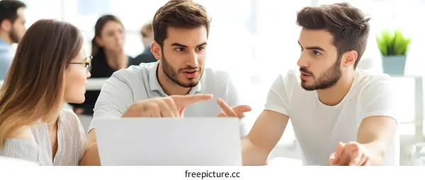 Business Meeting Discussion with Laptop