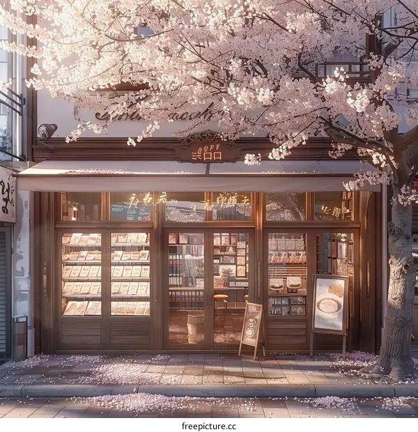 Japanese restaurant with cherry blossoms