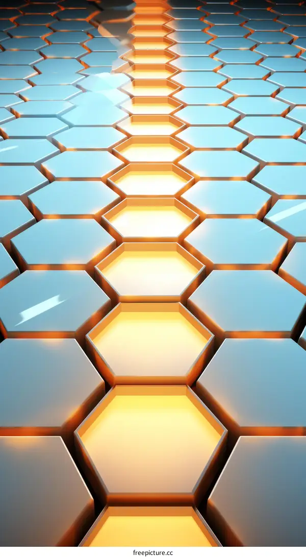 Futuristic hexagonal surface with glowing elements