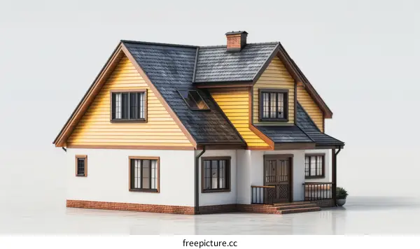 Cozy Brick House with Sunset Sky