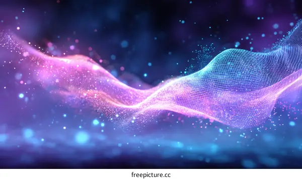 Abstract Digital Wave with Light Particles