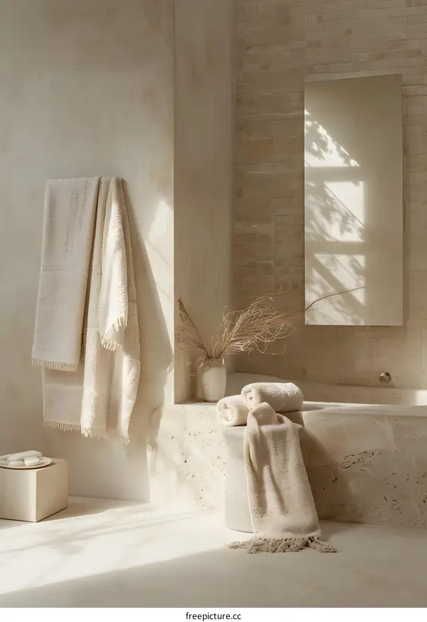 Minimalist Bathroom Design With Neutral Tones and Natural Elements