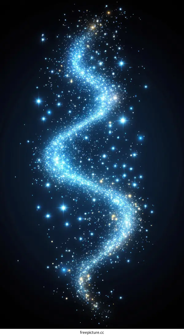 Abstract Blue Sparkling Light Trails