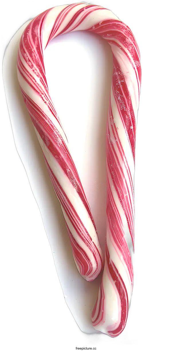 [Transparent Background PNG]Red and White Candy Cane on White Background