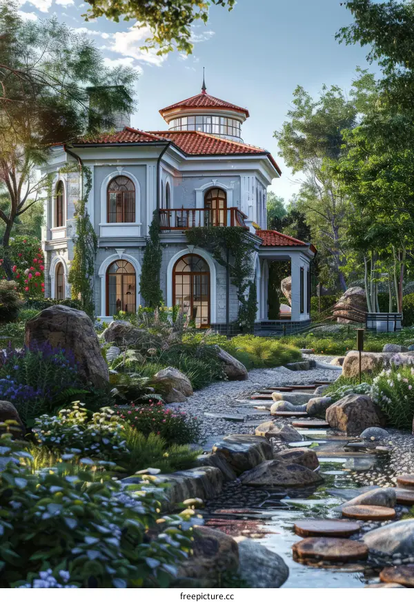 Picturesque Cottage with a Serene Garden and Pond