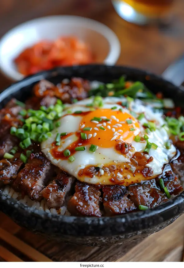 Beef and egg rice bowl
