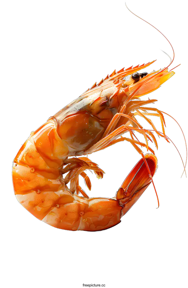 [Transparent Background PNG]Fresh cooked prawn on white background
