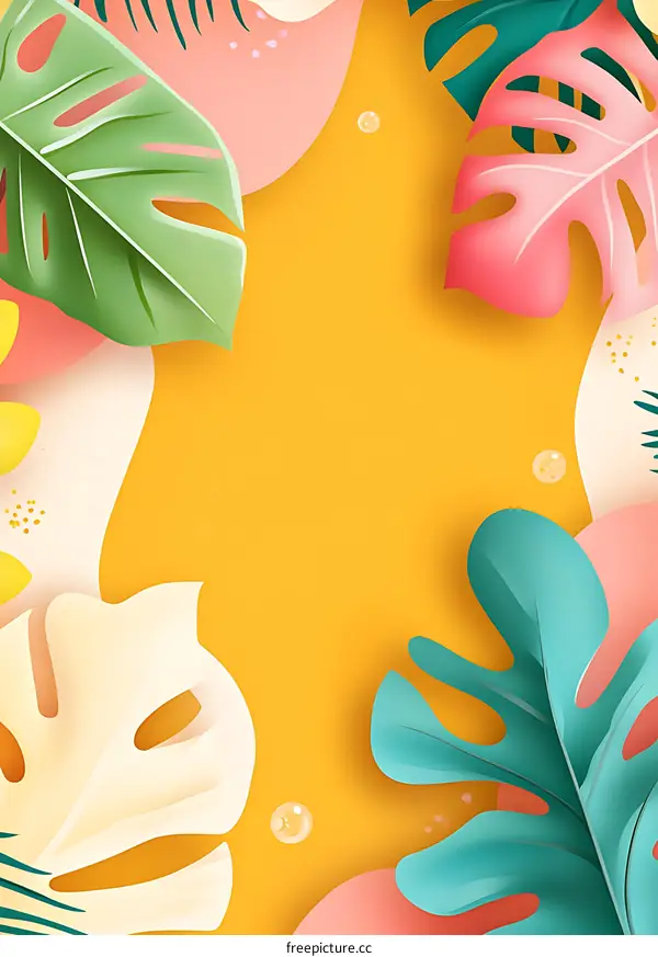 Tropical Leaves Summer Background Illustration
