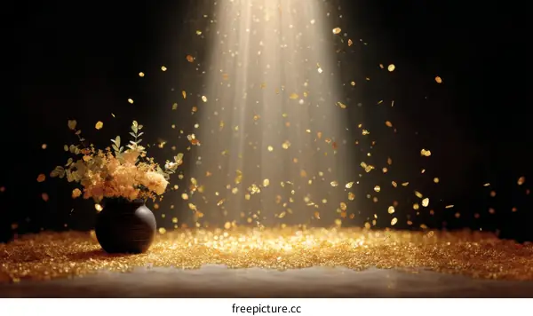 Golden Sparkle Floral Still Life