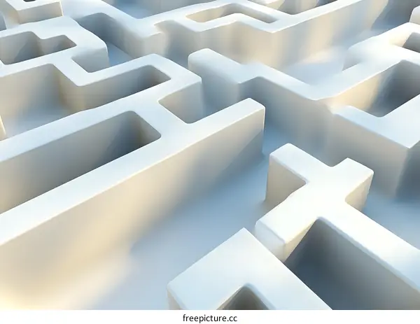 White 3D Maze Labyrinth Abstract Background