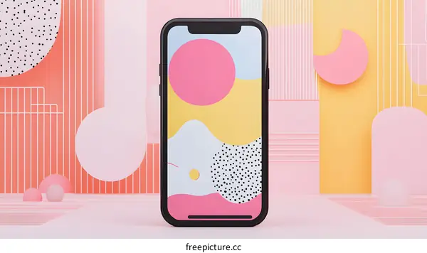 Modern Abstract Phone Mockup with Colorful Geometric Shapes