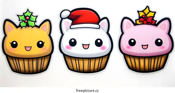 Cute Christmas Cat CupCakes