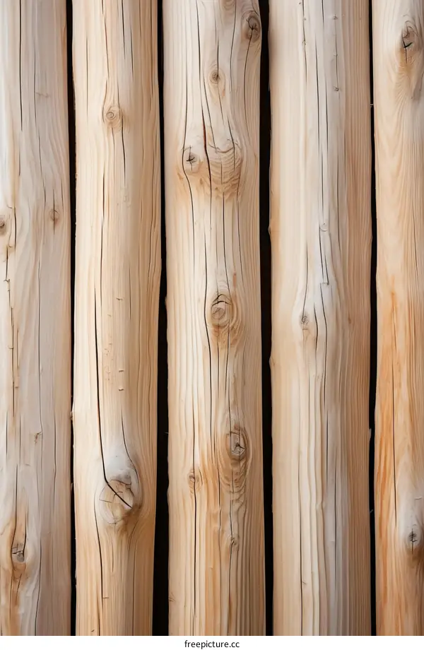 Close-up of a wooden fence made of rough-cut logs