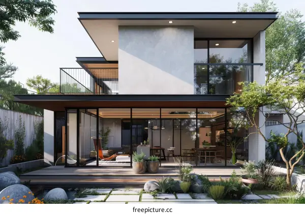 Modern Minimalist Home with Expansive Glass and Open Floor Plan
