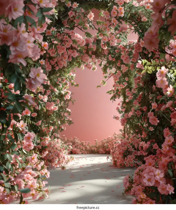 Pink Rose Garden Path Illustration