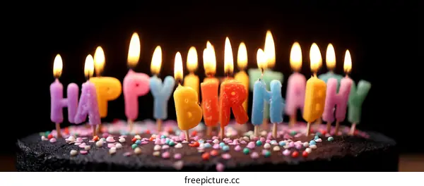 Birthday Cake with Colorful Candles