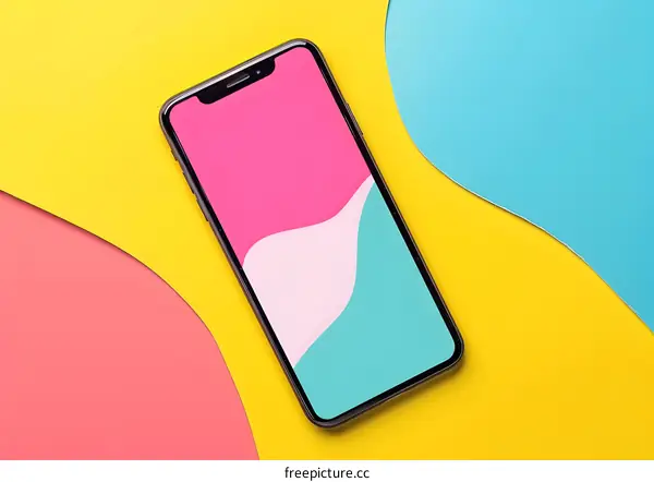 Modern Smartphone on Colorful Background
