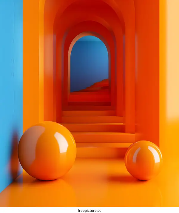 Orange abstract background with geometric shapes