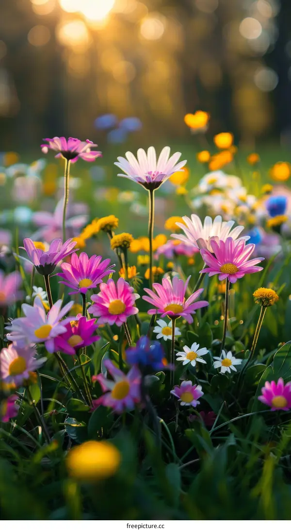 Sunlit Daisy Field in Full Bloom