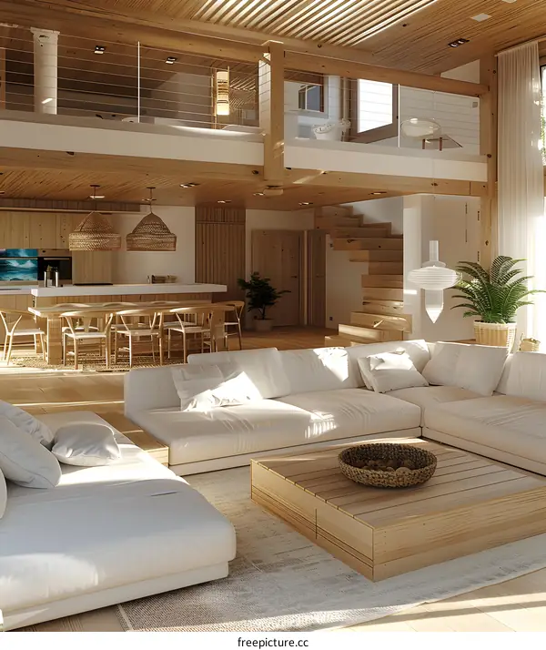 Modern Open Plan Living Room with Loft