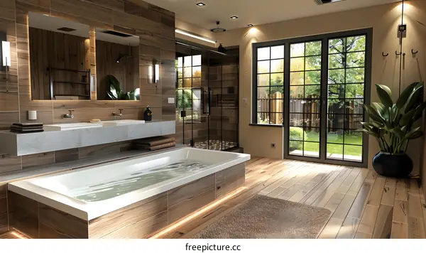Bathroom interior with natural elements